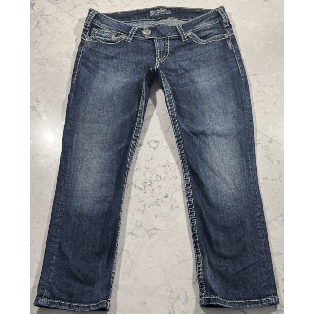 Silver Jeans Co Tuesday 16 1/2" Capri Womens 30 Blue Dark Wash Low Rise Stretch